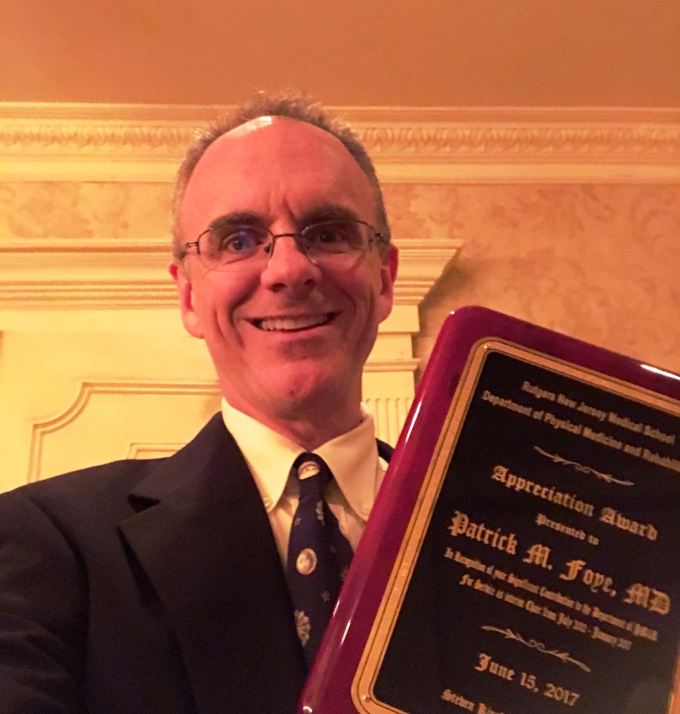 Dr Patrick Foye MD, PMR Appreciation Award 2017