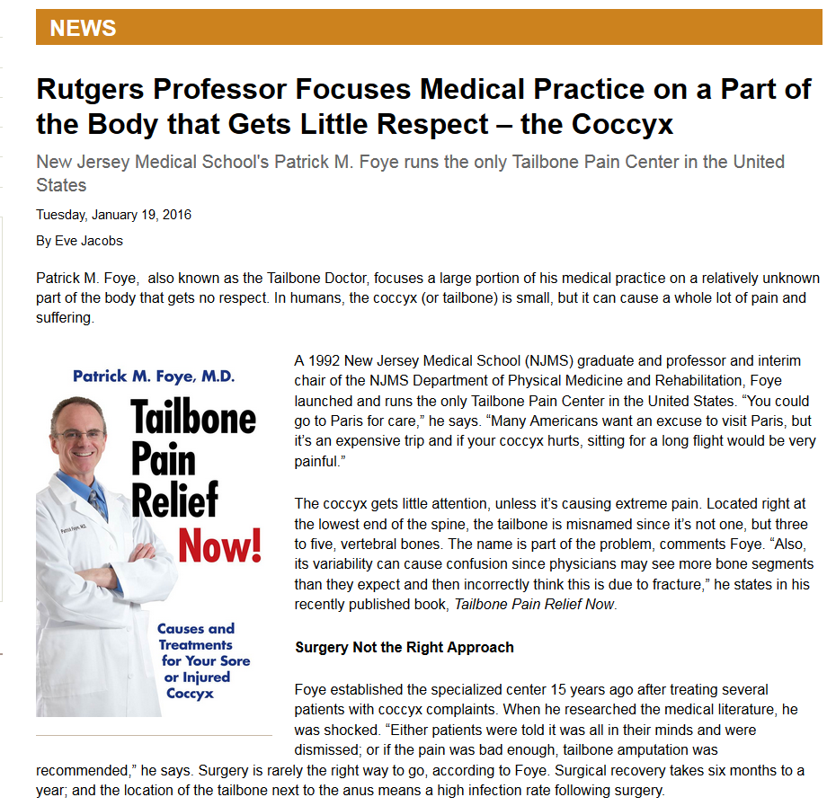 Rutgers Foye Tailbone Pain Article, part-1