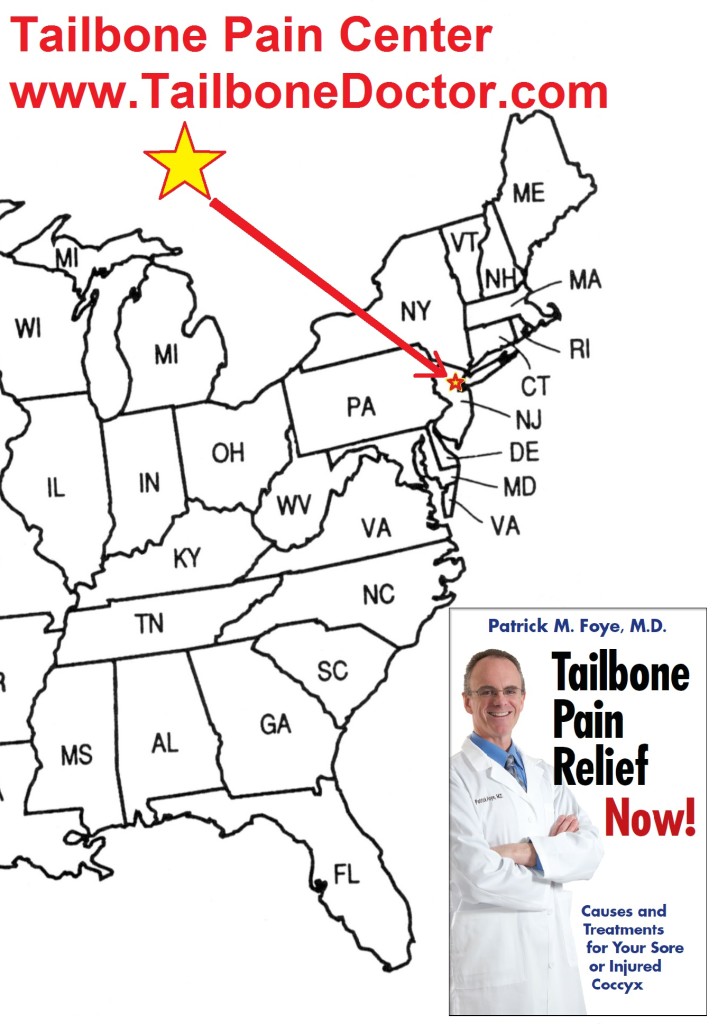 Tailbone Pain Center, Eastern USA map, Coccyx Pain Center