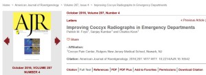 X-rays ARE useful for coccyx pain, tailbone pain, explained by Dr Foye, 2016 AJR