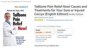 Book on Coccyx Pain, Tailbone Pain, Available on Amazon's German website