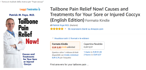 Book on Coccyx Pain, Tailbone Pain, Available on Amazon's Italian website