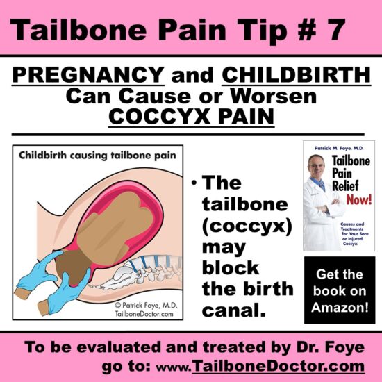 Tailbone Pain Tip 7, PREGNANCY and CHILDBIRTH Can Cause or Worsen COCCYX PAIN, Tailbone Pain, Coccydynia