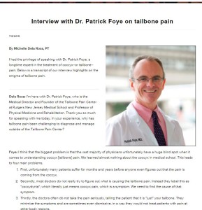 Interview by Patrick Foye MD, Tailbone Pain Center, Coccyx Pain Center