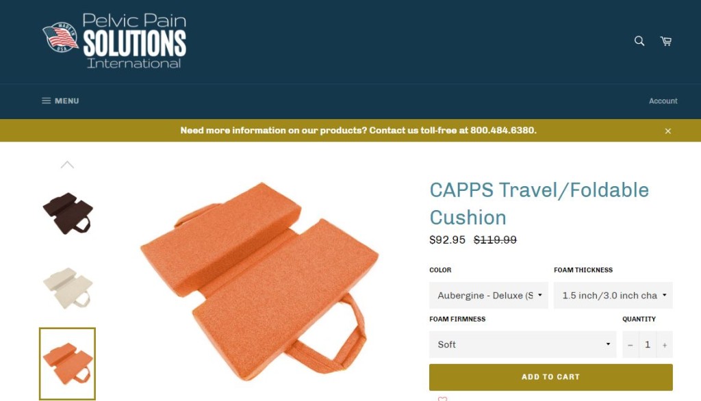 Trough, Folding Cushion for Tailbone Pain, Pelvic Pain, Genital Pain