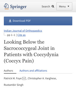Looking Below the Sacrococcygeal Joint, by Foye, Header of Publication