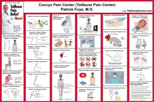 Infographic showing all the chapters in the coccyx book "Tailbone Pain Relief Now!" #CoccyxPain #TailbonePain #Tailbone #Coccydynia 