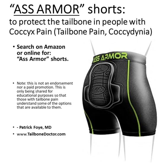 Ass Armor, shorts to protect from tailbone pain, coccyx pain, coccydynia